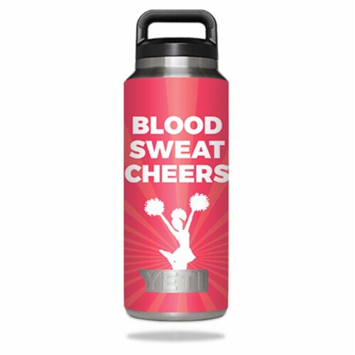 MightySkins YERABOT36-Blood Sweat Cheers Skin for Yeti Rambler 36 oz Bottle - Blood Sweat Che Perspective: front