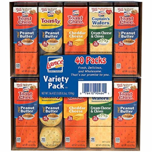 Lance Sandwich Crackers, Variety Pack 1.41 oz, 40 ct. A1 Perspective: front