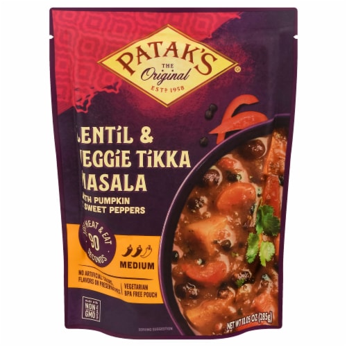 Patak's® Indian Medium Lentil & Veggie Tikka Masala Meal Perspective: front
