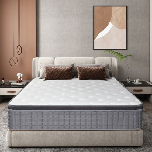 Chevni 14 Inch King Size Mattress In A Box Hybrid Spring Memory Foam Medium Firm Gray King 14 Inch City Market