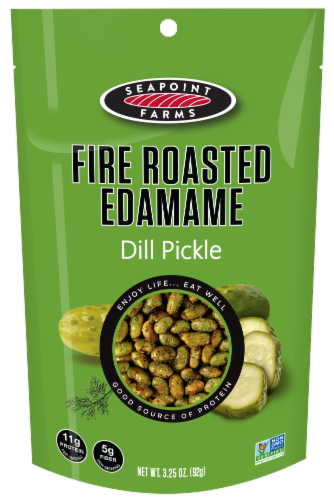 Seapoint Farms Dill Pickle Fire Roasted Edamame Perspective: front