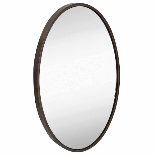 Hamilton Hills 24x36  Wenge Oval Mirror | Large Premium Wooden Mirror Perspective: front