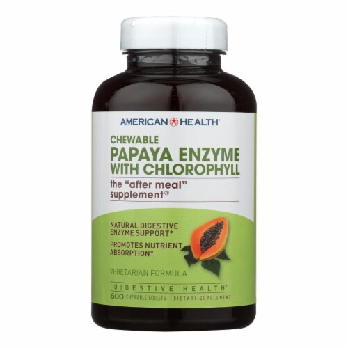 American Health - Papaya Enzyme With Chlorophyll Chewable - 600 Chewable Tablets Perspective: front
