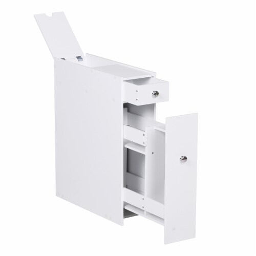 HOMCOM Bathroom Floor Organizer Freestanding Space saving Narrow Storage Cabinet 1 Unit Foods Co