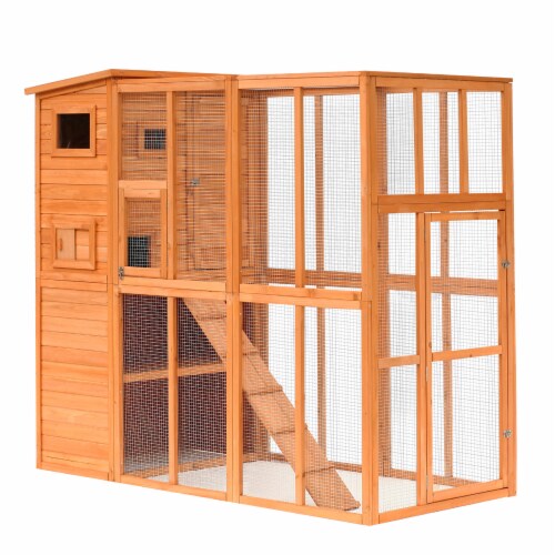 Wooden Cat Home Enclosure Pet House Shelter Cage Outdoor Play Area Run Natural 1 Unit Harris Teeter