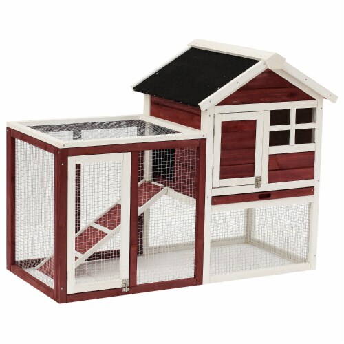 48 Bunny Cage 2 Story Rabbit Hutch w Run Pull Out Tray Ramp Brown 1 Unit Harris Teeter