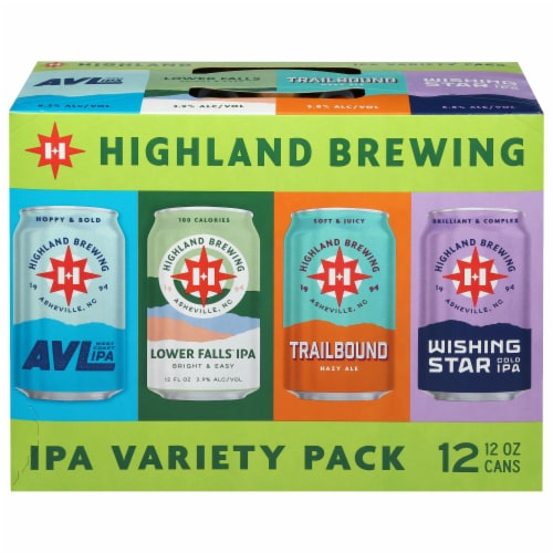 Highland Brewing Company IPA Variety Pack Beer Cans Perspective: front
