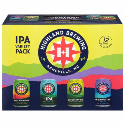 Highland Brewing Company IPA Variety Pack Beer Cans Perspective: front