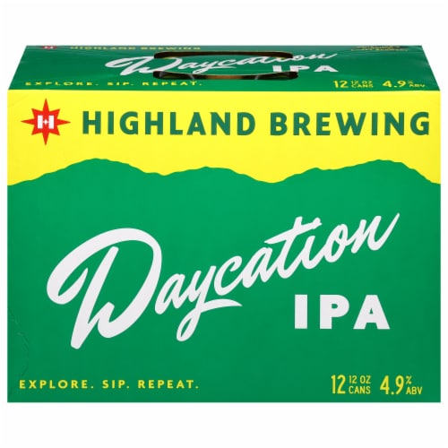 Highland Brewing Daycation IPA Beer Cans Perspective: front