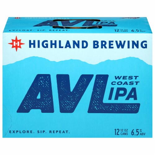 Highland Brewing Company AVL West Coast IPA Craft Beer Perspective: front