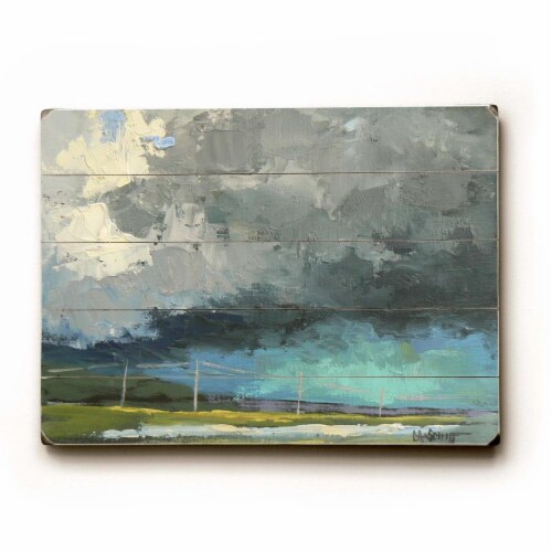 One Bella Casa 0004-0545-25 9 x 12 in. Turquoise Sky Solid Wood Wall Decor by Carol Schiff Perspective: front