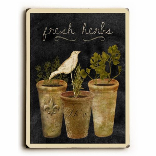 One Bella Casa 0004-6722-25 9 x 12 in. Fresh Herbs Solid Wood Wall Decor by Beth Albert Perspective: front