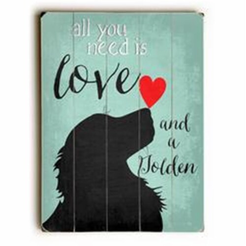 One Bella Casa 0009-7557-20 18 x 24 in. Love & a Golden Planked Wood Wall Decor by Ginger Oli Perspective: front