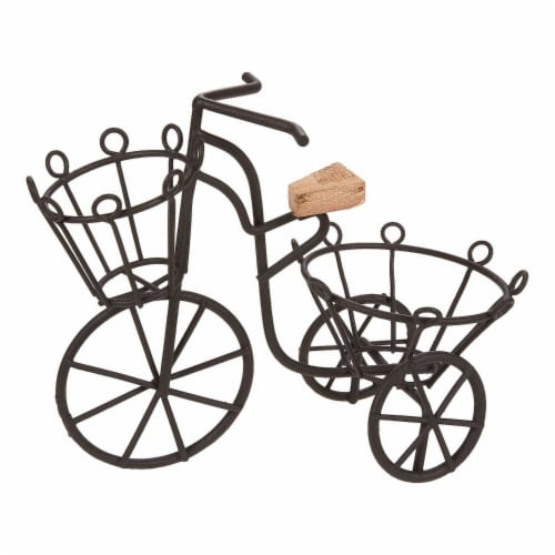Juvale Miniature Bicycle Planter Stand for Succulents and Plants (7 x 6 x 3 in, Black) Perspective: front