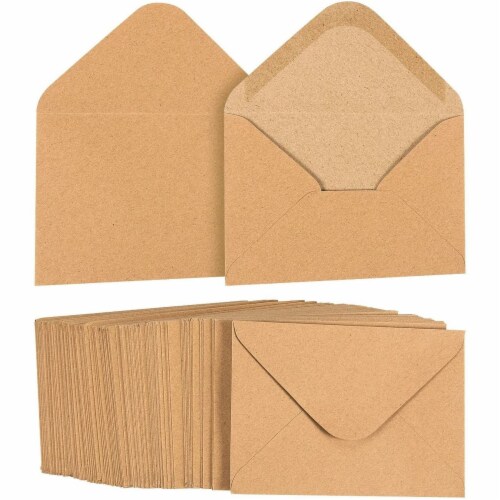 100-Count A1 Kraft Paper Invitation Envelopes for Wedding, Party, 3 5/8 x 5 1/8 Perspective: front