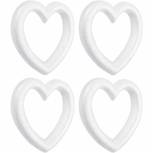 4x Polystyrene Foam Heart Shaped Decor Wreath for Valentines DIY