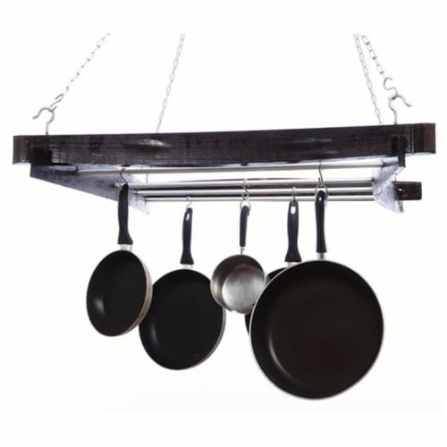 DonovanMaker hang-potrack Wine Barrel Hanging Pot Rack Perspective: front