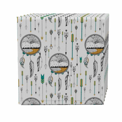 Napkin Set of 4, 100% Cotton, 20x20 , Dream Catcher With Feathers Perspective: front