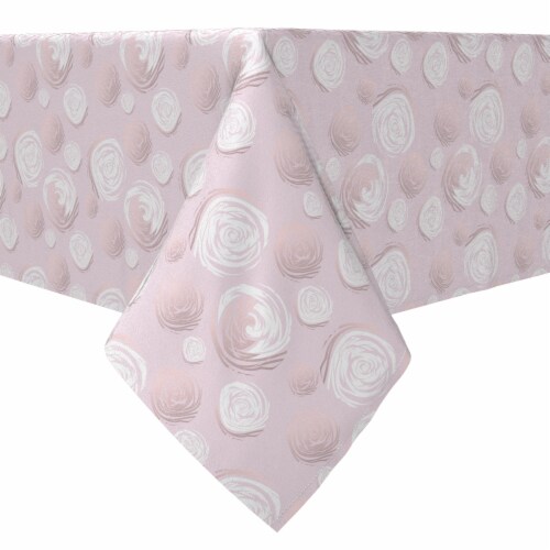 Rectangular Tablecloth, 100% Cotton, 60x84 , Illustrated Blush Roses ...