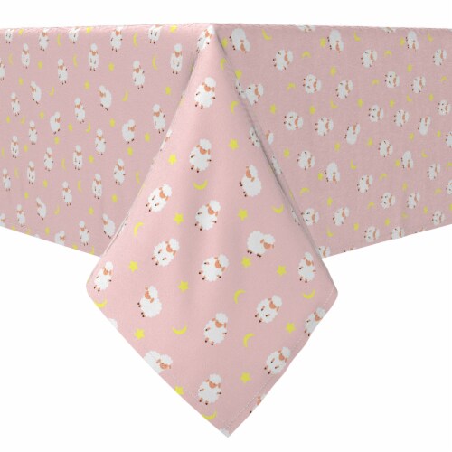 Rectangular Tablecloth, 100% Cotton, 60x120 , Over the Moon Sheep Pink Perspective: front