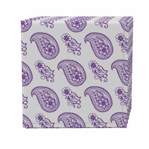 Napkin Set of 4, 100% Cotton, 20x20 , Purple Paisley Petals Perspective: front