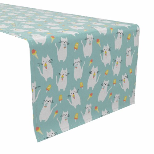 Table Runner, 100% Cotton, 16x108 , Sweet Cats and Ice Cream Perspective: front