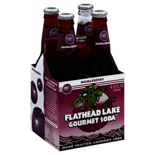 Flathead Lake Gourmet Soda Monster Huckleberry Soda Perspective: front