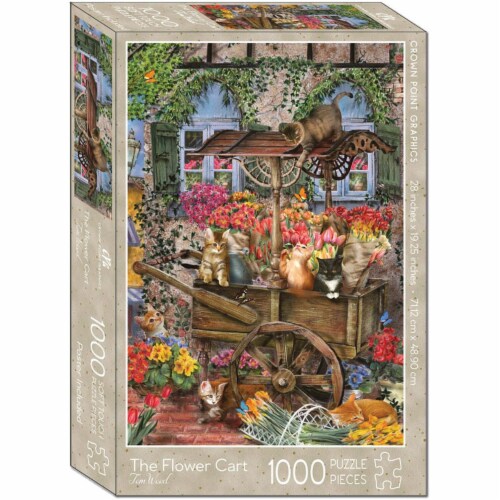 Crown Point Graphics 27267X The Flower Cart with Poster Jigsaw Puzzle, 1000 Piece Perspective: front