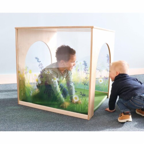 Whitney Brothers WB2452 Nature View Playhouse Cube with Floor Mat Set, Natural Perspective: front