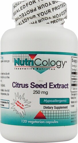 NutriCology Citrus Seed Extract Dietary Supplement Vegetarian Capsules 250mg Perspective: front