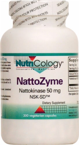 NutriCology NattoZyme Dietary Supplement Vegetarian Capsules 50mg Perspective: front