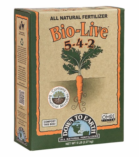 Down to Earth Organic Bio-Live Fertilizer Mix 5-4-2, 5 lb Perspective: front