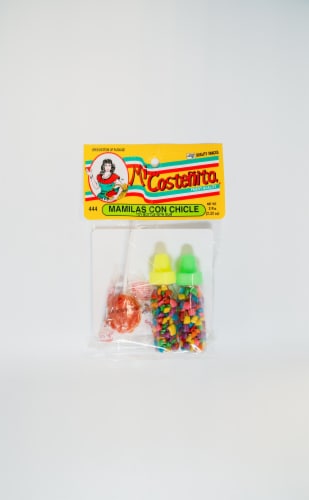 Mi Costenita Toy Bottle with Gum & Lollipop Candy Bag Perspective: front
