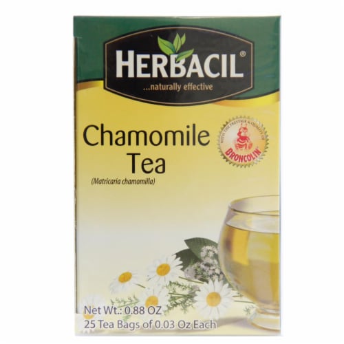 Herbacil Chamomile Tea Bags 25 Count Perspective: front