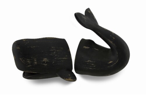 Distressed Finish Whale Top and Tail Bookends Set of 2 Perspective: front