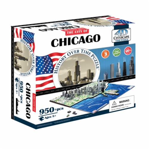 4D Cityscape Chicago History Over Time Puzzle Perspective: front