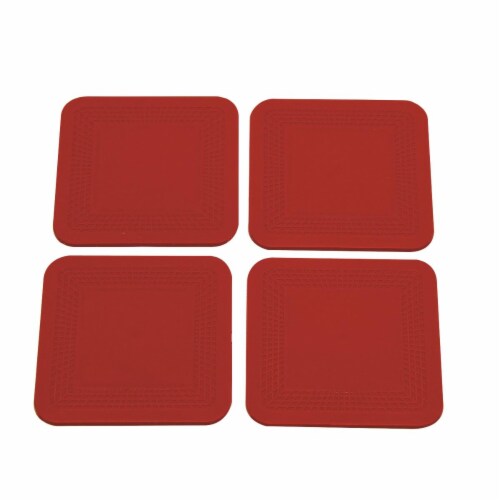 Dycem 50-1670R Non-Slip Square Coasters, Red - Set of 4 Perspective: front