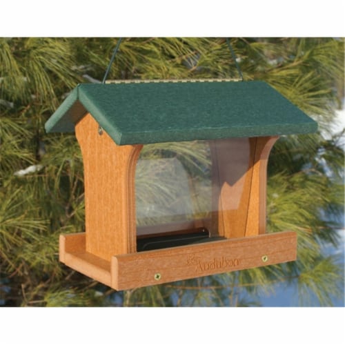 Audubon Recycled Plastic Bird Feeder -Brown/Green Perspective: front