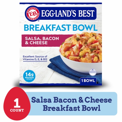Eggland's Best Salsa, Bacon & Cheese Frozen Breakfast Bowl, 7 ounce Perspective: front