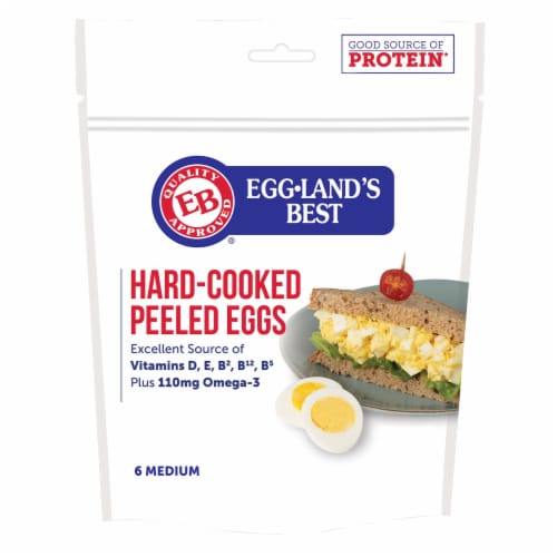 Eggland's Best Hard Cooked Eggs, Medium White, 6 count Perspective: front