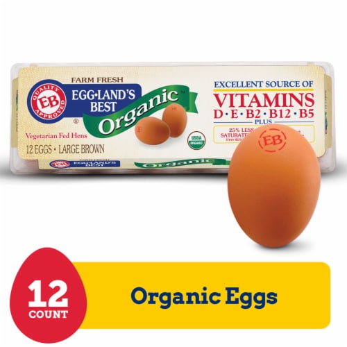 Calories in Eggland's Best Organic Cage Free Grade A Large Brown Eggs