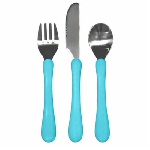 Green Sprouts® Learning Cutlery Set - Aqua Perspective: front