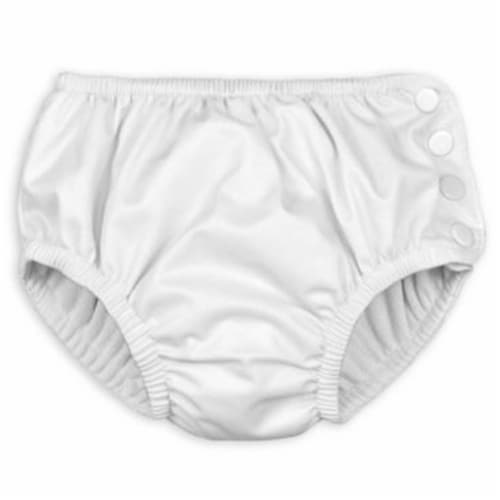 Green Sprouts Snap Reusable Absorbent White Swimsuit Diaper Perspective: front