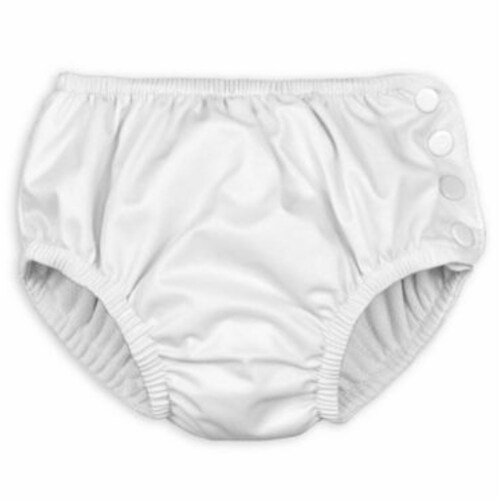 Green Sprouts Snap Reusable Absorbent White Swimsuit Diaper Perspective: front