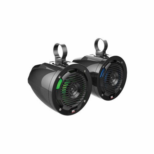 MTX MUD65PL Mud Series 6.5 Inch 50 Watt Cage Mount Coaxial RGB LED Speaker Pair Perspective: front