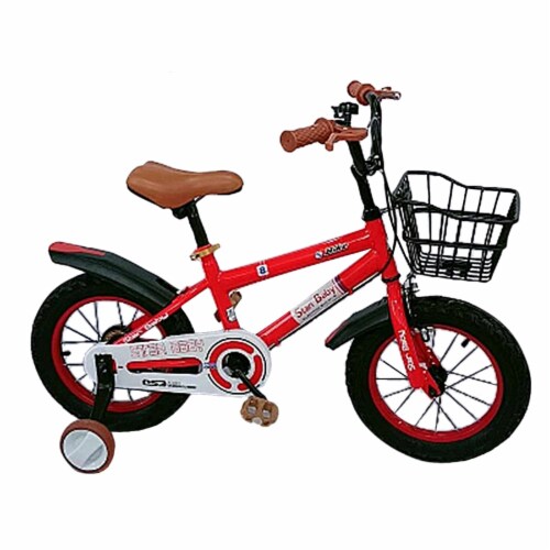 Kids Bike SEAICH Red Racer Includes Basket and Training Wheels 18