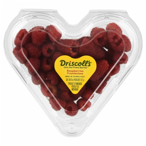 Driscoll's® Only the Finest Berries™ Raspberries Perspective: front