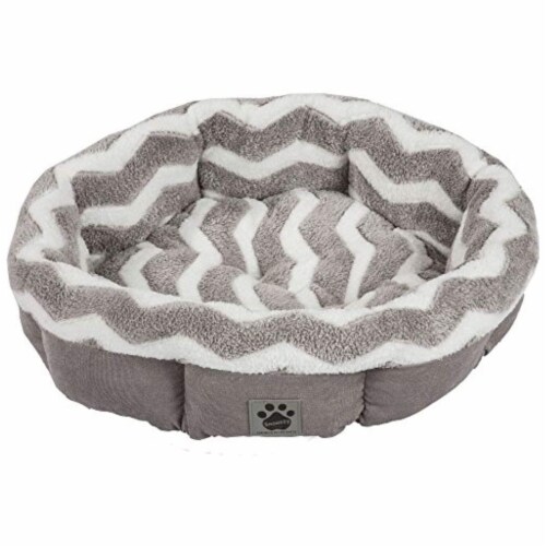 Petmate SnooZZy Mod Chic Small Soft Round Shearling Dog Bed, Gray/White ...