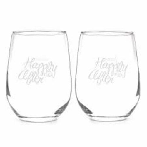 Hortense B Hewitt Happily Ever After Stemless Wine Glass Set Perspective: front