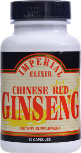 Imperial Elixir Chinese Red Ginseng Dietary Supplement Capsules Perspective: front